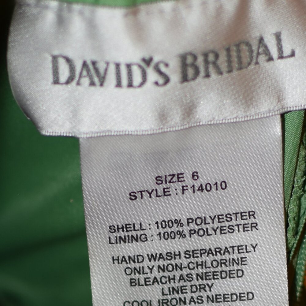 David's Bridal Moss Green One Shoulder Formal Chiffon Dress Bridesmaid Wedding 6 - Picture 11 of 12